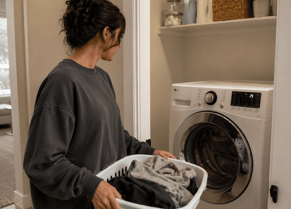 Residents discussing laundry challenges
