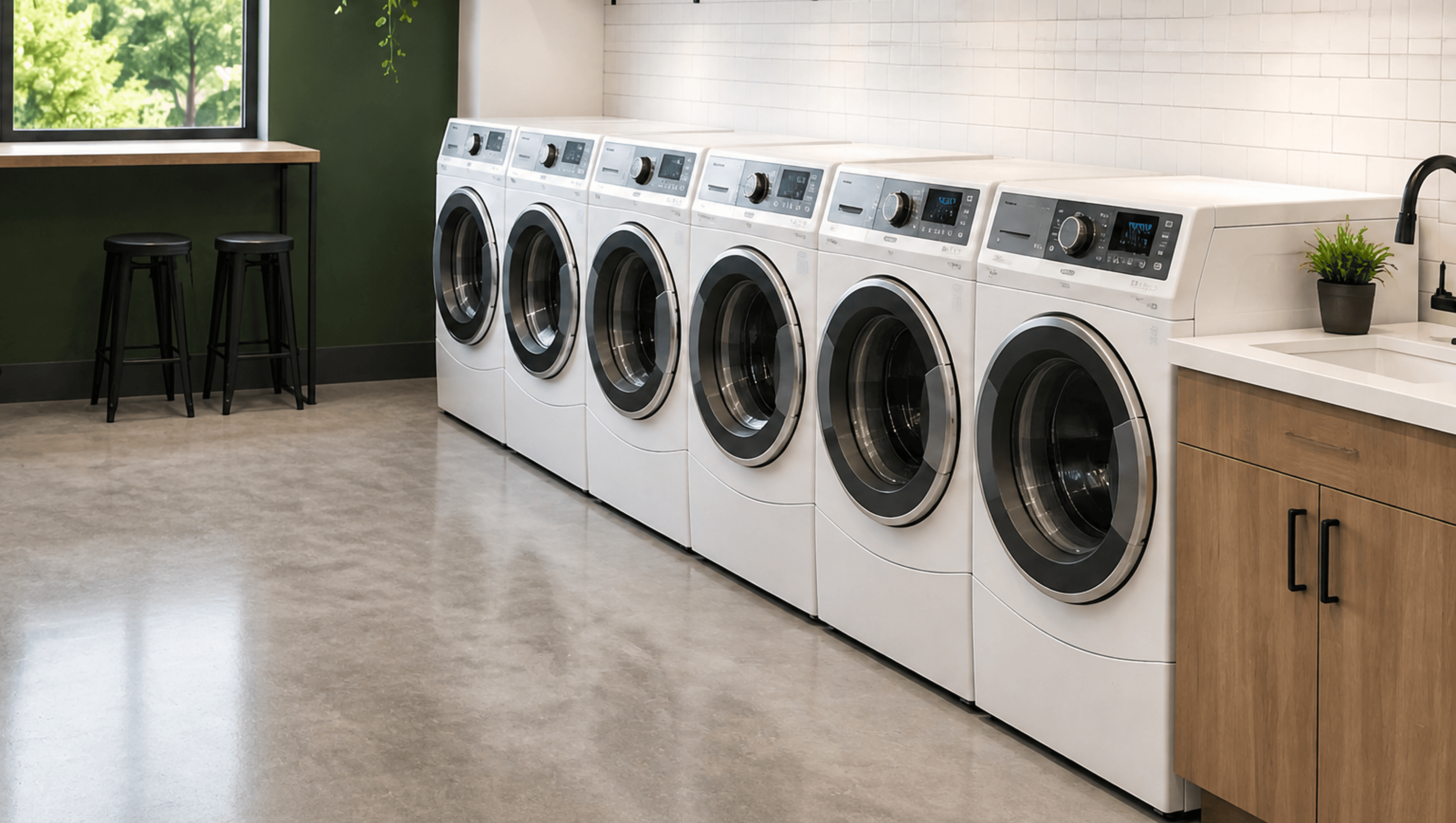 Plant with laundry equipment