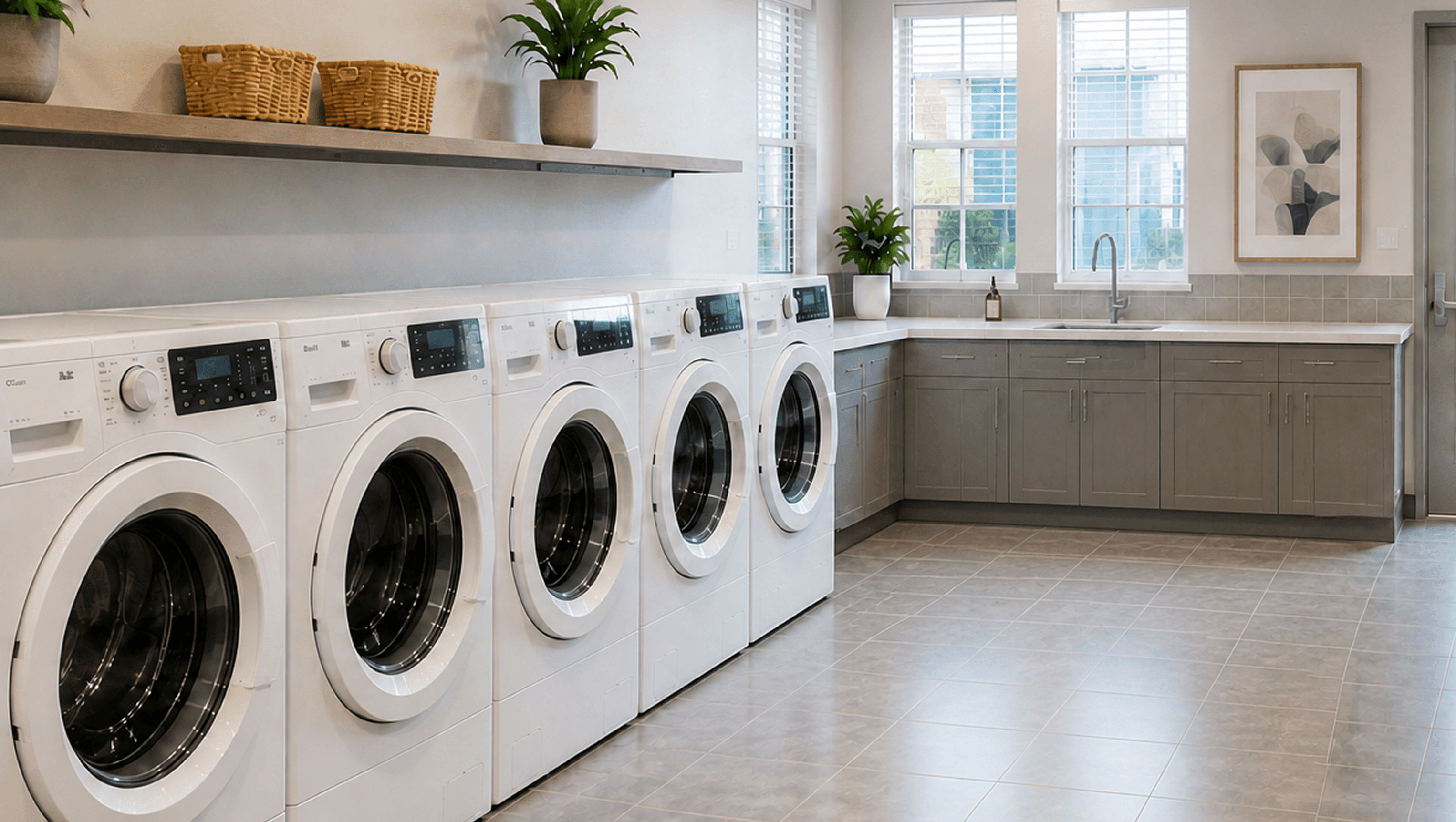 Laundry facility with multiple machines