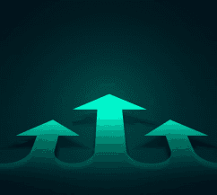 Three glowing arrows pointing upward